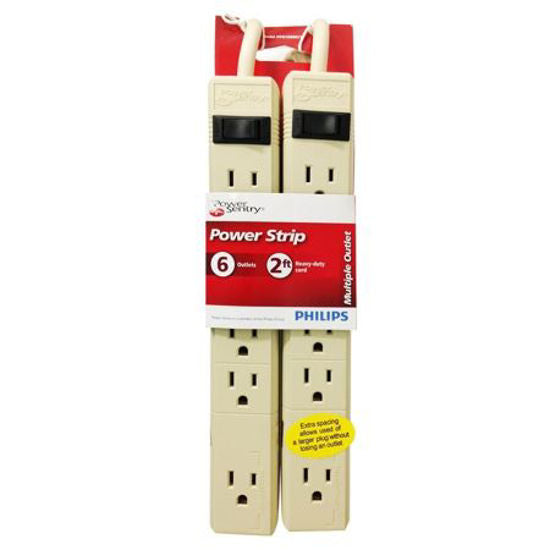 Philips 6 outlets Power Strip 2Pk