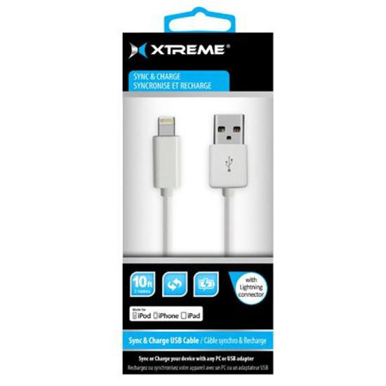 Xtreme Lightning Mfi Sync/Charge Cable- 10Ft (Wht)