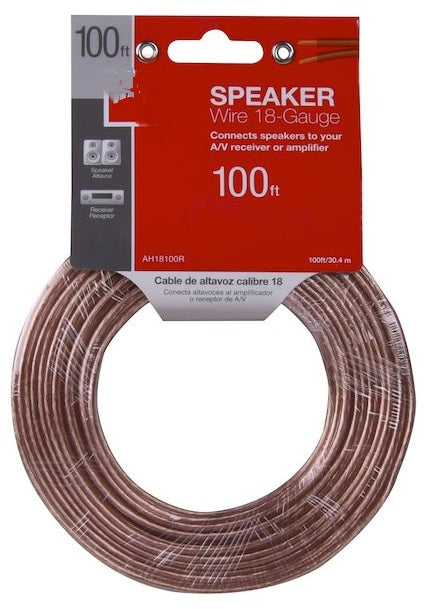 CÂBLE DE HAUT-PARLEUR EN CUIVRE SANS OXYGÈNE 100 PI AWG18