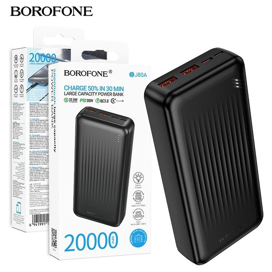Borofone BJ80A 20000mAh 22.5W + PD20W USB C & USB Power Bank
