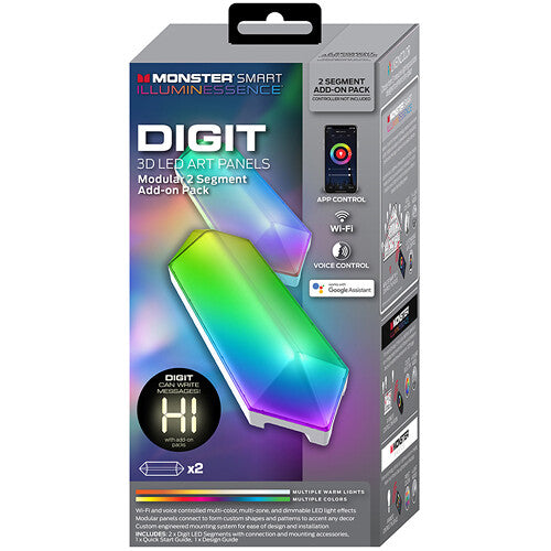 Pack complémentaire de panneau artistique LED 3D Monster Smart Illuminessence Digit - 2 panneaux 