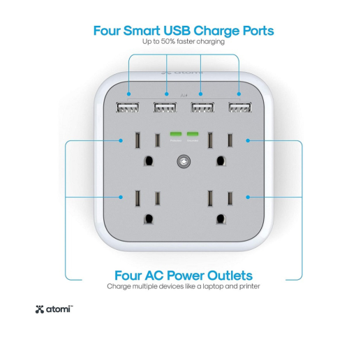 Wall Surge Protector with 4 Smart USB Charging Ports -AT1527