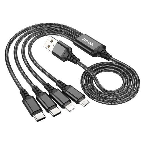 4 in 1  Hoco X76 Type-C 2+iP+Micro Charging Cable