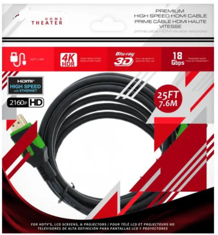 CÂBLE HDMI HAUTE VITESSE PREMIUM 25 PI