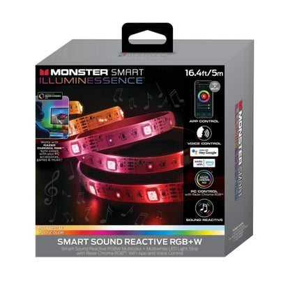 Bande lumineuse LED multicolore réactive Monster WIFI RGBW Smart Sound 16,4 pieds/5 m 