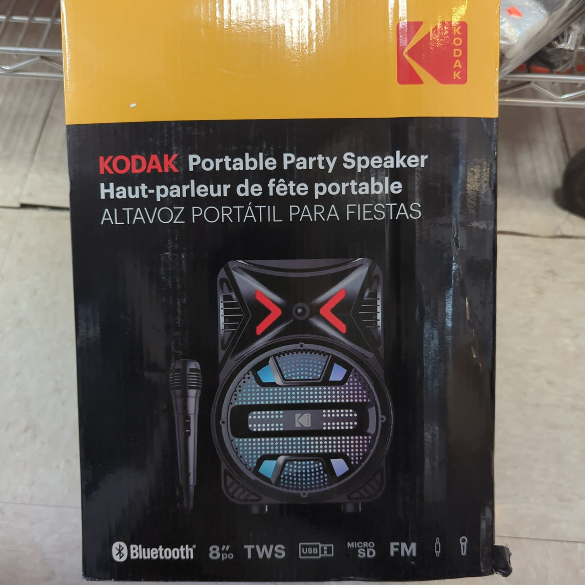KODAK 8" BLUETOOTH SPEAKER WITH MICROPHONE,USB/MICRO SD INPUTS