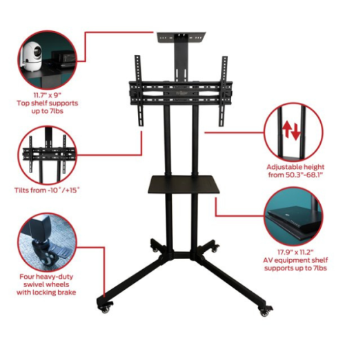 Meuble TV roulant - Mouvement d'inclinaison 32"-80"
