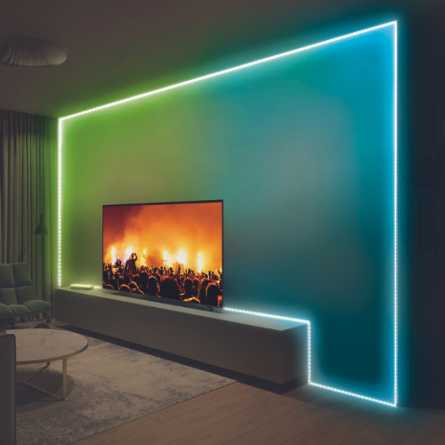 MLB7-2049-RGB 32.8FT Sound-Reactive RGB LED Amplifier Light Strip, Customizable Multicolor Lighting, Remote Control