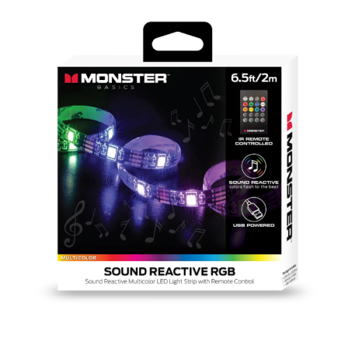 monsters 5050 Monster MLB7-1054-BLK LED 6.5 ft Indoor Light Strip, Sound Reactive US – Prosonic Canada inc