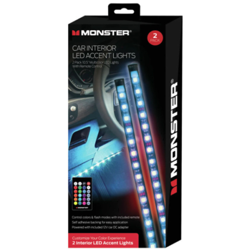 Monster MLB7-1088-RGB Lot de 2 lumières d'accentuation LED pour intérieur de voiture 