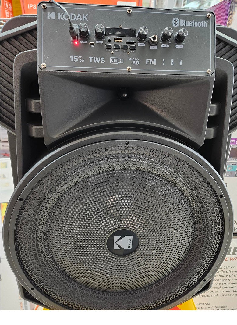 KODAK BTSPK122 15" WOOFER + 1.5" TWEETER BLUETOOTH SPEAKER with LED Light
