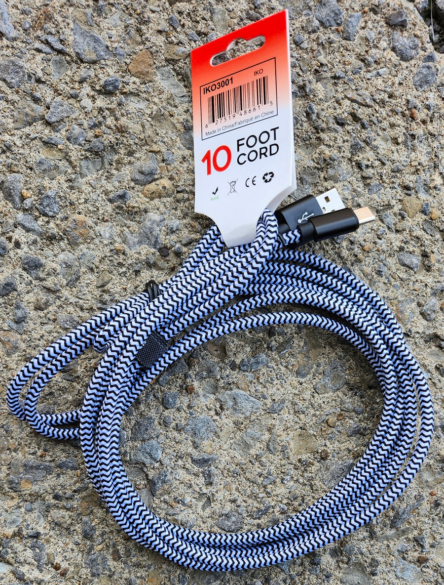 10FT TYPE-C BRAIDED USB CABLE