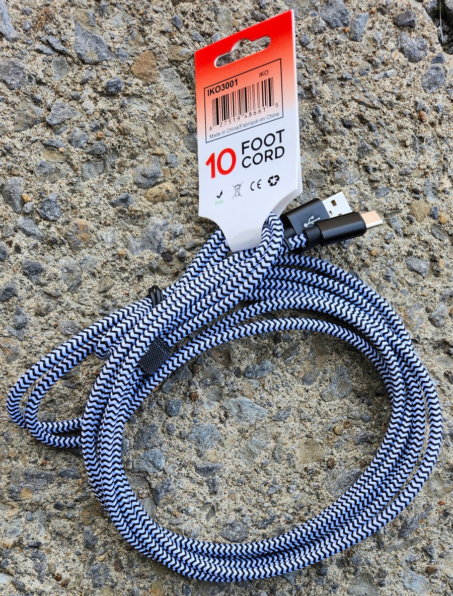 CÂBLE USB TRESSÉ TYPE-C DE 10 PI