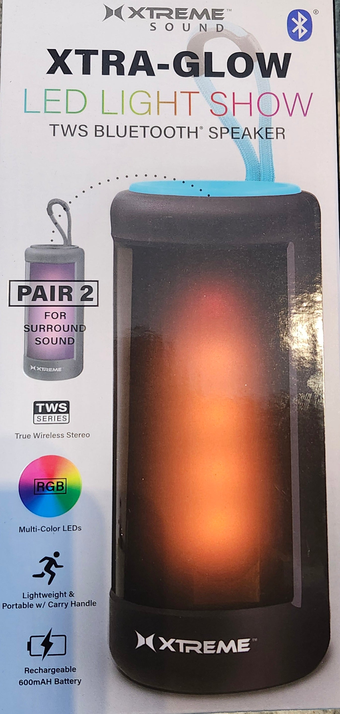 XTRA-GLOW LED LIGHT SHOW BLUETOOTH SPEAKER XBS9-1082 -ORG(-ORANGE