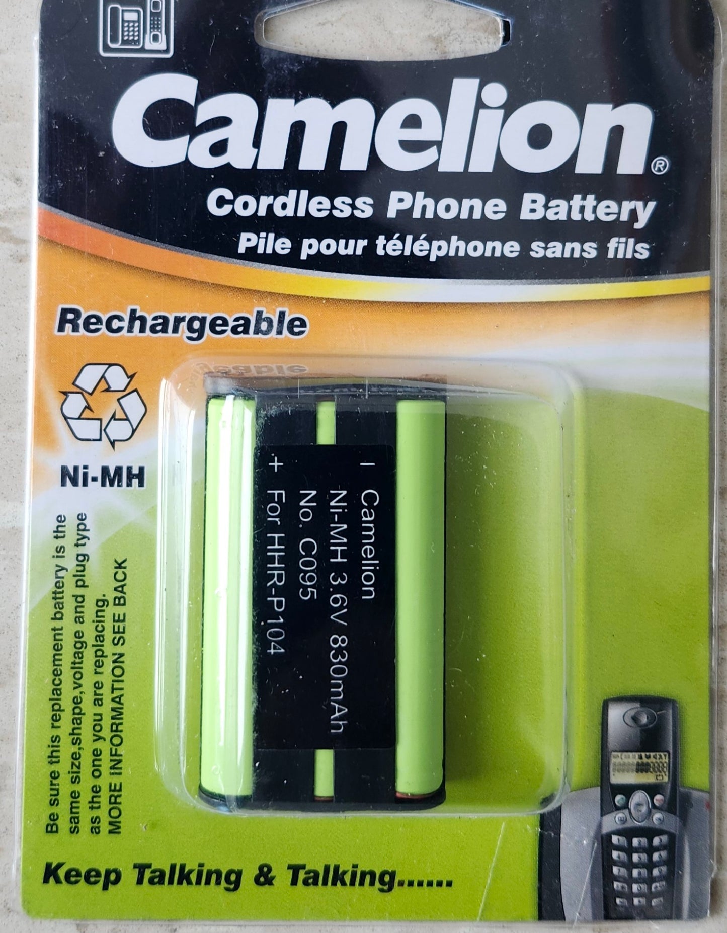 3NH-LAAA830B BATTERIE RECHARGEABLE POUR TÉLÉPHONE À CORDON STYLE21