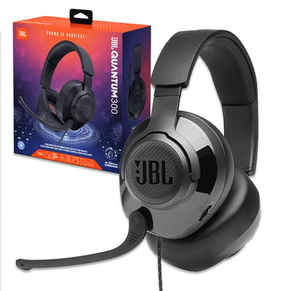 Casque de jeu supra-auriculaire filaire JBL Quantum 200 avec micro rabattable, câble audio 3,5 mm et répartiteur PC - Noir