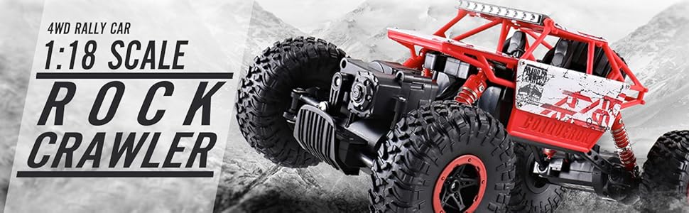 1:18 Rock Crawler 2.4Ghz Remote Control Car 4WD Off Road RC Monster Truck Red