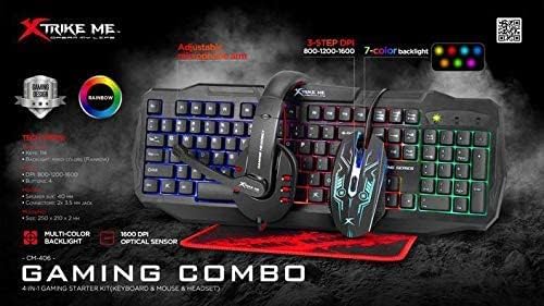 Rainbow Backlit Gaming Keyboard Mouse 4D Headset and Mousepad