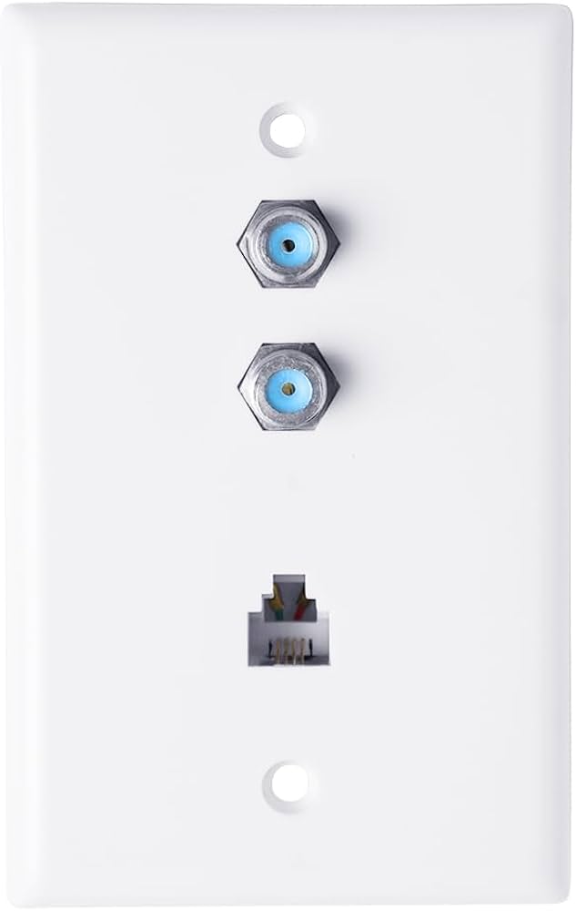 Wall Plate w/Dual 3.0Ghz F-81 and Phone Connector (White)-WP/F81/3GHZ/TEL.