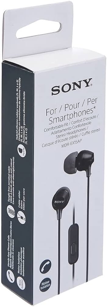 SONY EARBUDS WITH MICROPHONE BLACK MDR-EX15AP/B