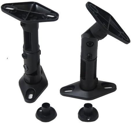 2 Black Universal Satellite Speaker Mounts/Brackets for Walls and Ceilings HD-9002