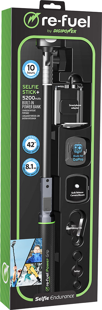 STICK SELFIE DIGIPOWER AVEC BANQUE DE PUISSANCE INTÉGRÉE 5200MAH