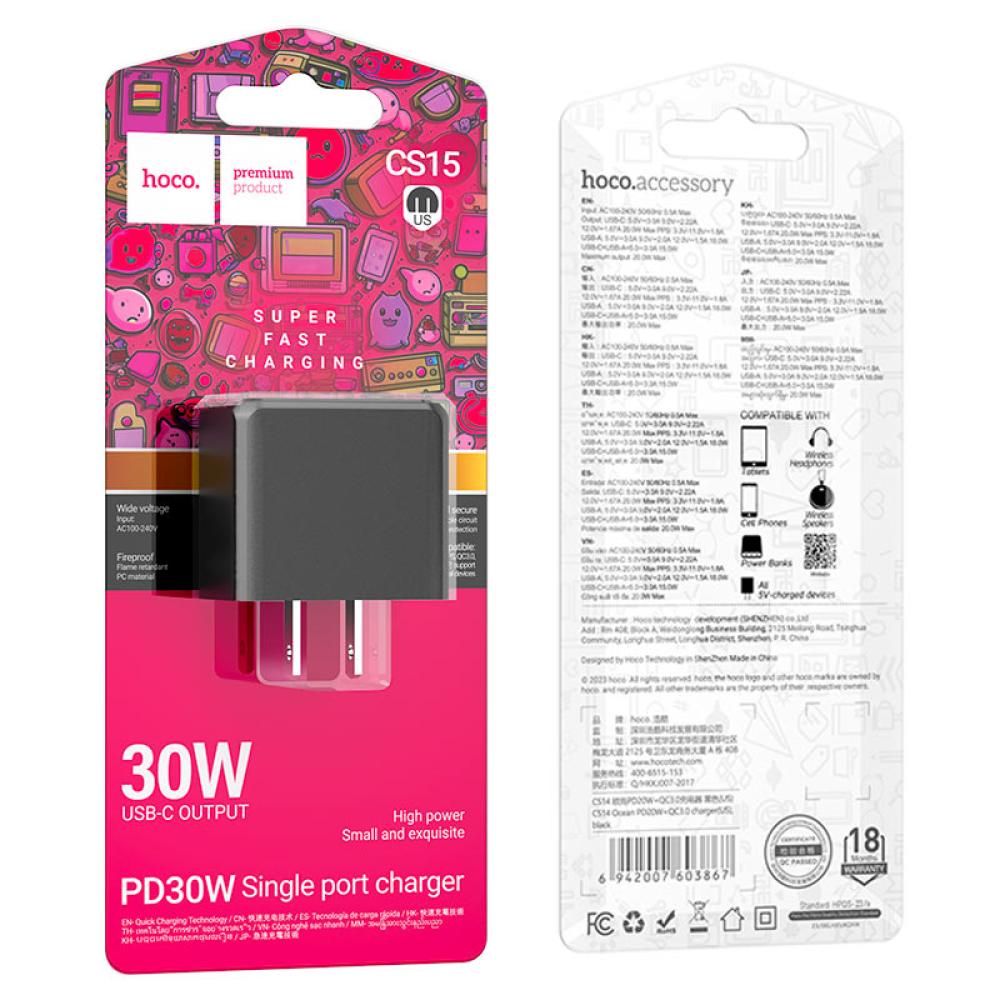 Hoco CS15, single Type-C 30W port wall charger