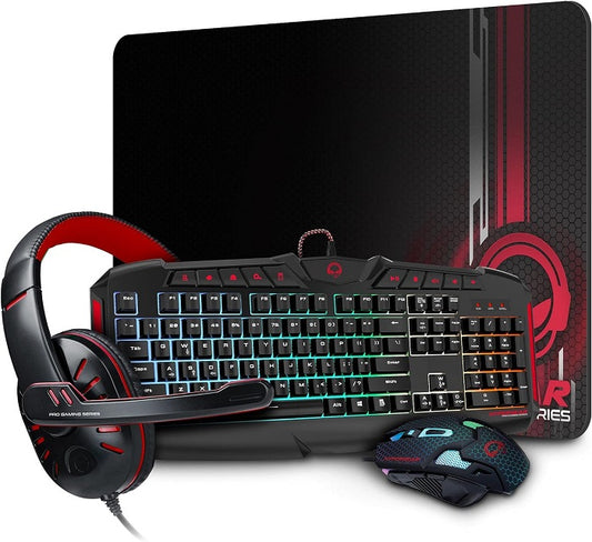 HyperGear 4 IN 1 Wired Gaming Keyboard and Mouse Headset Combo