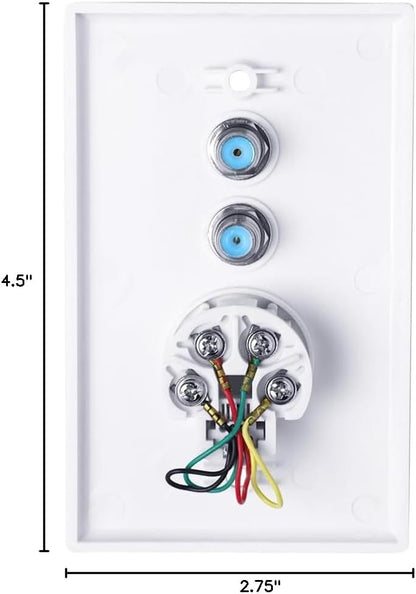Wall Plate w/Dual 3.0Ghz F-81 and Phone Connector (White)-WP/F81/3GHZ/TEL.