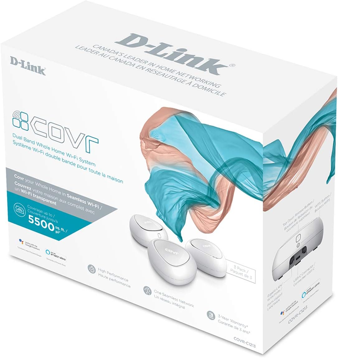 D-Link COVR AC1200 Whole Home Mesh Wi-Fi System With Voice Control (COVR-CR1213)