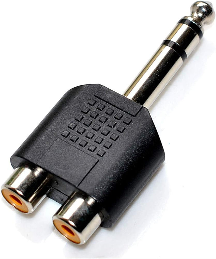 1/4" STEREO TO 2RCA Female Y ADAPTOR AD125 (BULK)