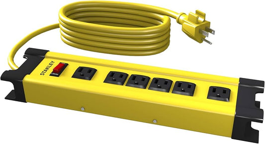 STANLEY 31608 ShopMax 6-Outlet Metal Power Strip With 10FT Cord