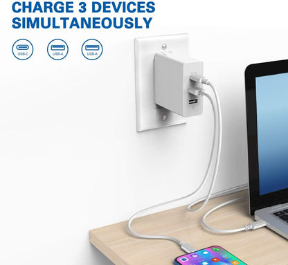 Huntkey 65W USB C Wall Charger, a 47W PD3.0 Quick Charge Port and 2-Ports USB-A Power Adapter (cUL Approved)
