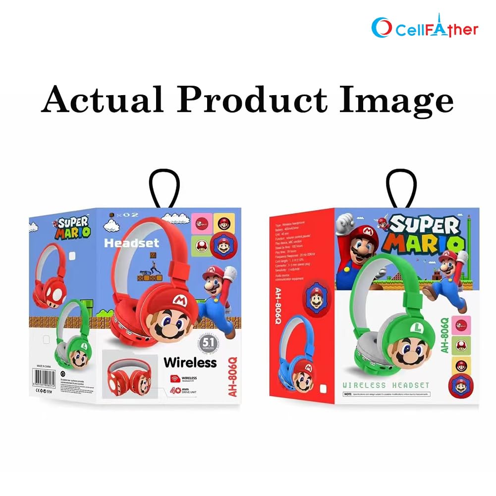 Super Mario Kids Bluetooth Headphones with Mic AH-806Q (TK-688F)