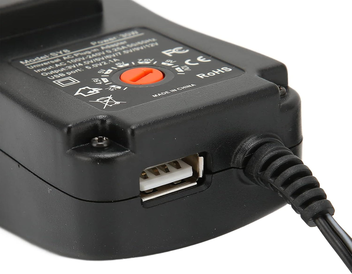 SY8 Multi-Function 3-12VDC-2.1A 30W Universal Power Adapter including USB Port