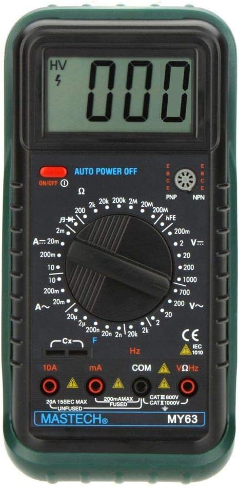 MASTECH MY63 Handheld Digital Multimeter DMM w/Capacitance Frequency & hFE Test