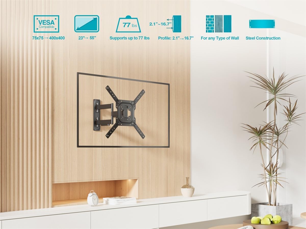 Full-Motion Articulating TV Wall Mount Bracket - for TVs 23in to 55in (SPECIAL)