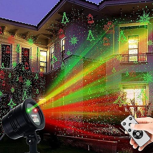 Red & Green IP44 Outdoor Laser Projector - Waterproof Christmas Lawn Lights