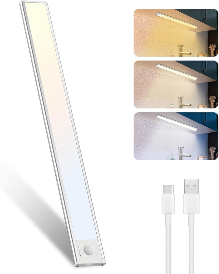 12" Under Cabinet LED Rechargeable Lighting,3 Colors Dimmable, Battery Operated, Wireless (CMO4700-PD)
