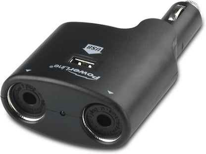 Powerline 90310 Vehicle Socket Splitter with USB Power Port