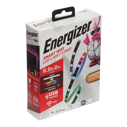 Energizer 6.5ft Smart Wi-Fi Dimmable Multi-Color LED Light Strip, Mobile App Control-EIS2-1000-RGB