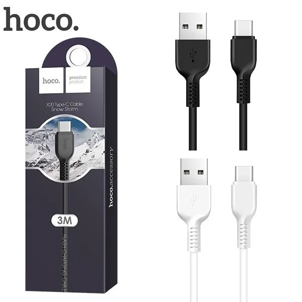 HOCO TYPE-C À TYPE-C 3A 2 MÈTRES (NOIR)