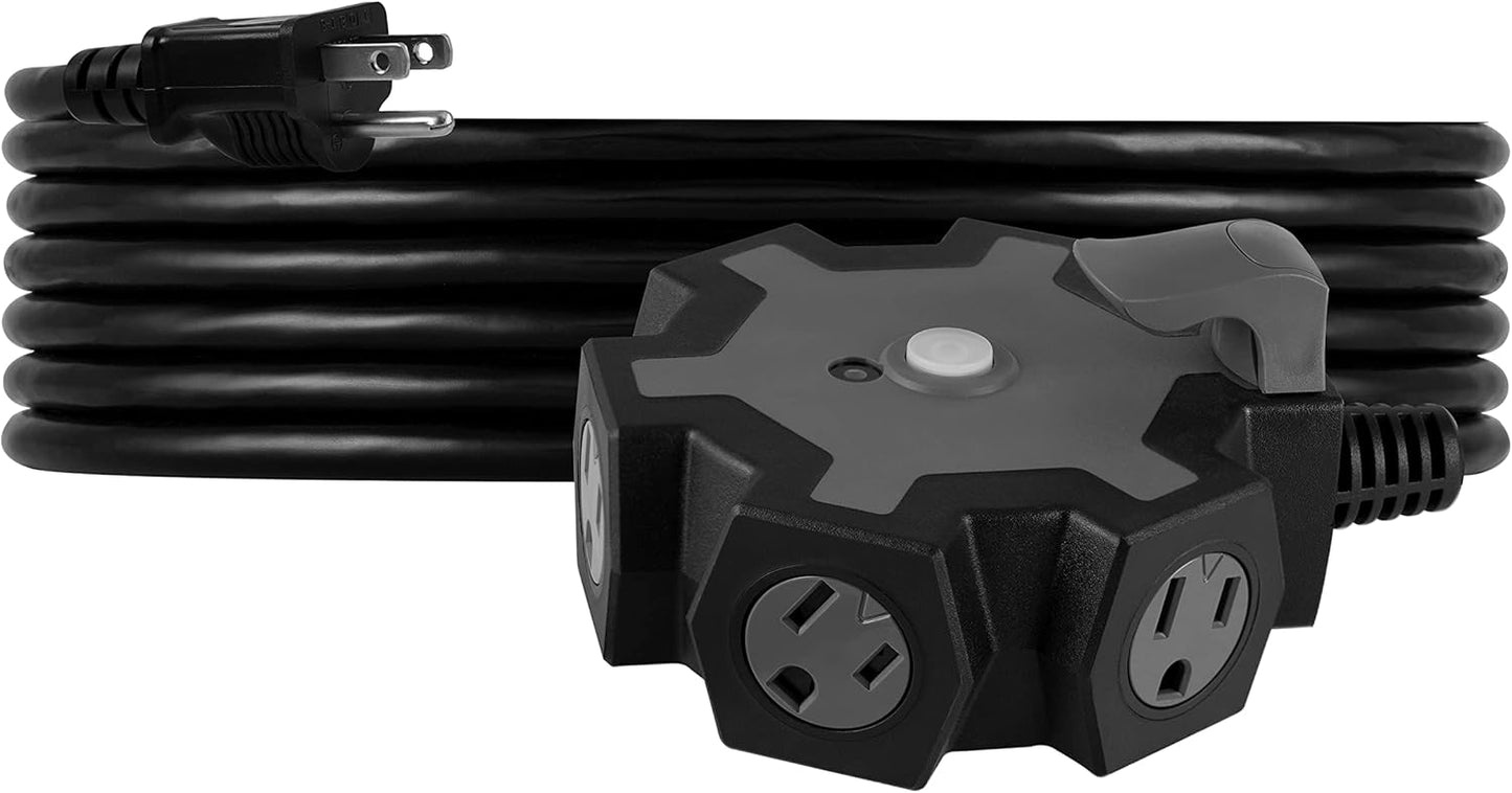 UltraPro Heavy Duty 5-Outlet Hub, 25Ft Grounded Outdoor Extension Cord, 14 AWG, 62438