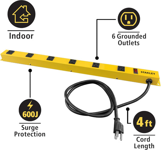 STANLEY 31613 Pro6 Metal Power Bar, Black/Yellow, 1-Pack