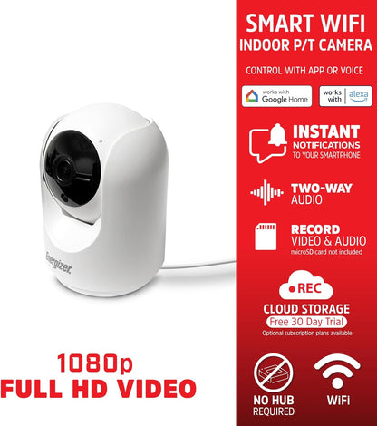 Energizer Smart 1080p Indoor Pan & Tilt Wired Camera-EIP1-1005-WH (WHITE)