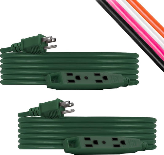 ULTRAPRO 3 OUTLET GROUNDED EXTENSION CORD 25FT OUTDOOR GREEN& WHITE (PK OF 3)