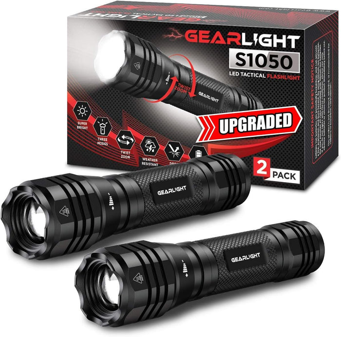 GearLight LED Flashlights S1050 [2 Pack] - Powerful High Lumens Zoomable Tactical Flashlight