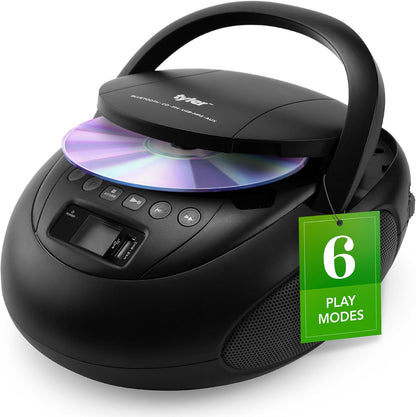 Tyler Portable CD Player Boombox with FM Radio, Bluetooth, and USB Port TAU107