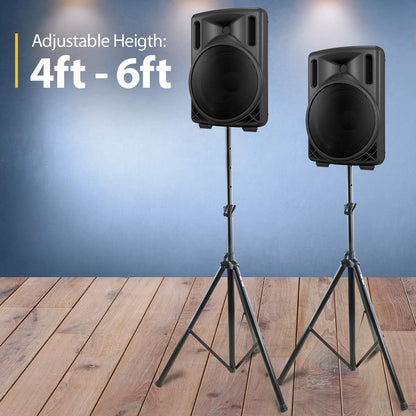 PA Speaker Stand by Hola! Music, Professional Tripod Structure, 4-6ft Adjustable Height, Model HPS-200S