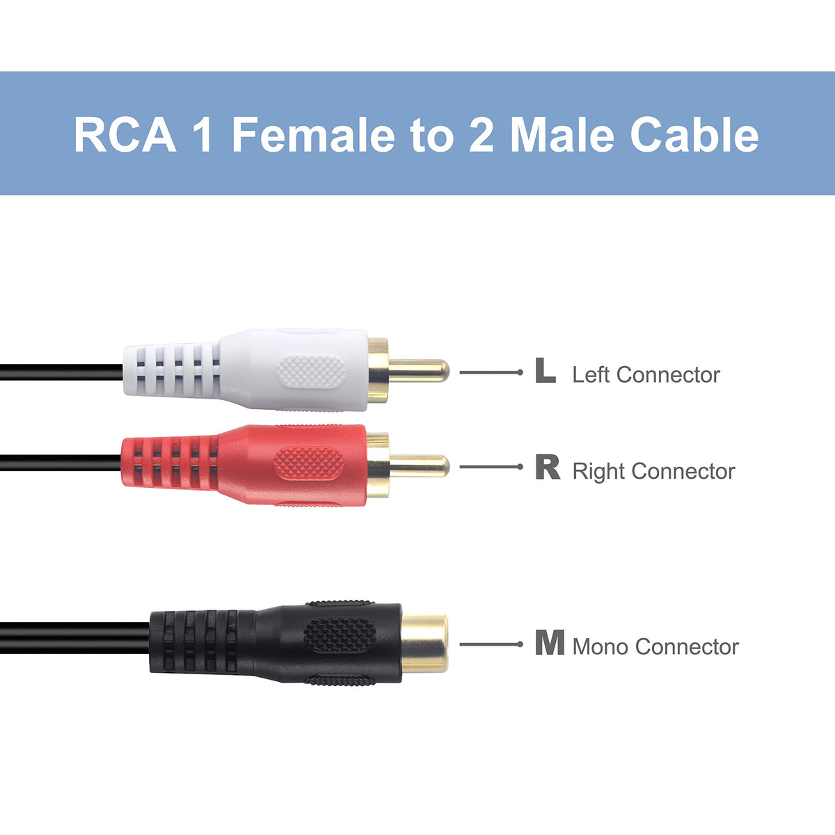 RCA 2 (Male) to 1 RCA (Female) Stereo Audio Adapter Cable-945-92-1Y